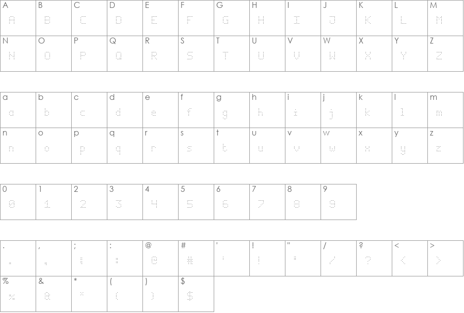 Digitaled font character map preview