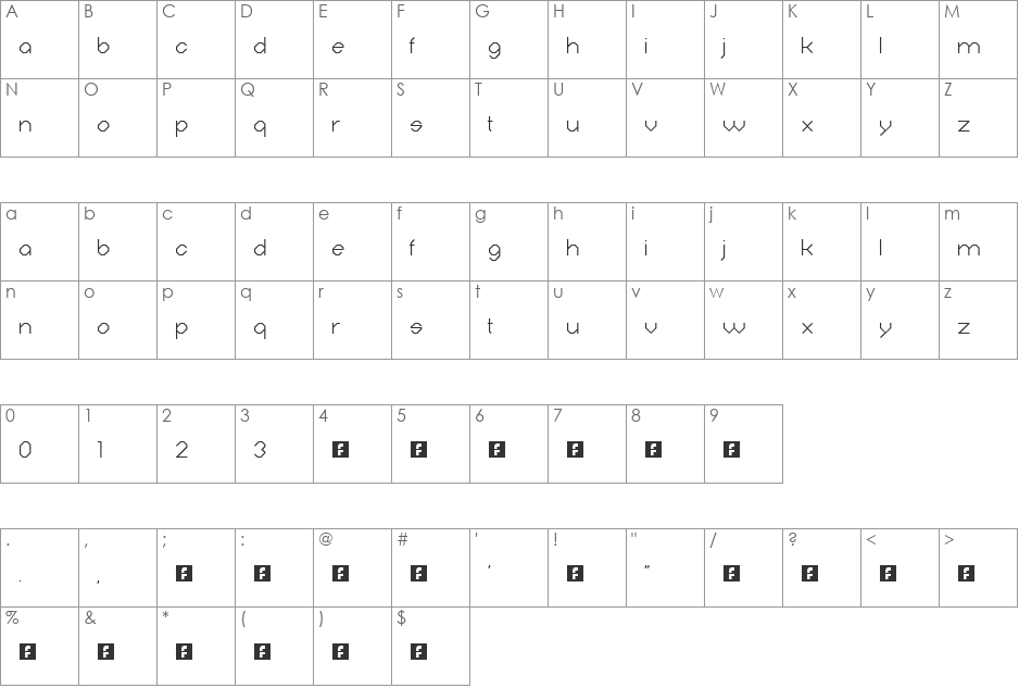 Digitalis font character map preview