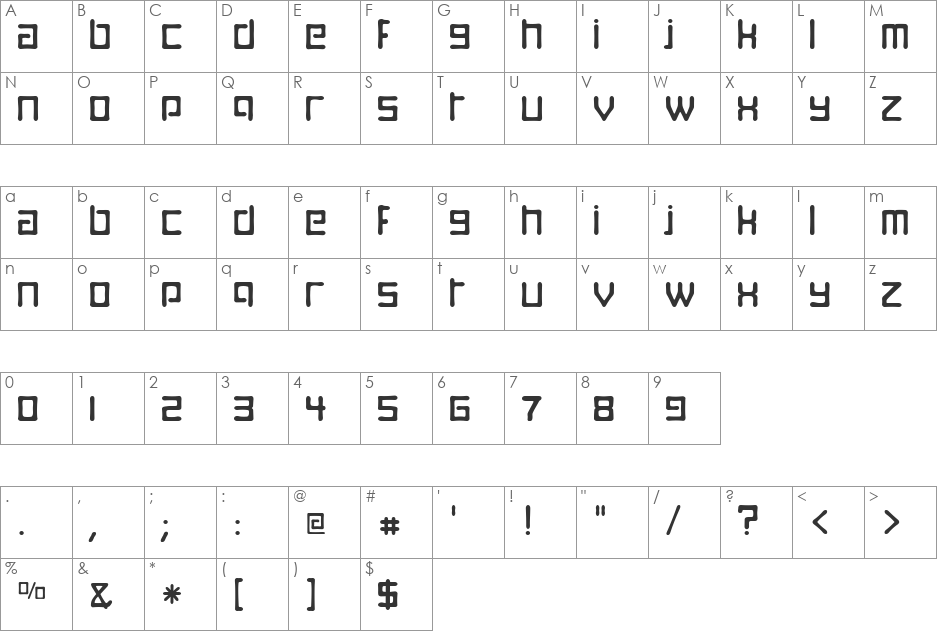 Digitalis Boneface font character map preview