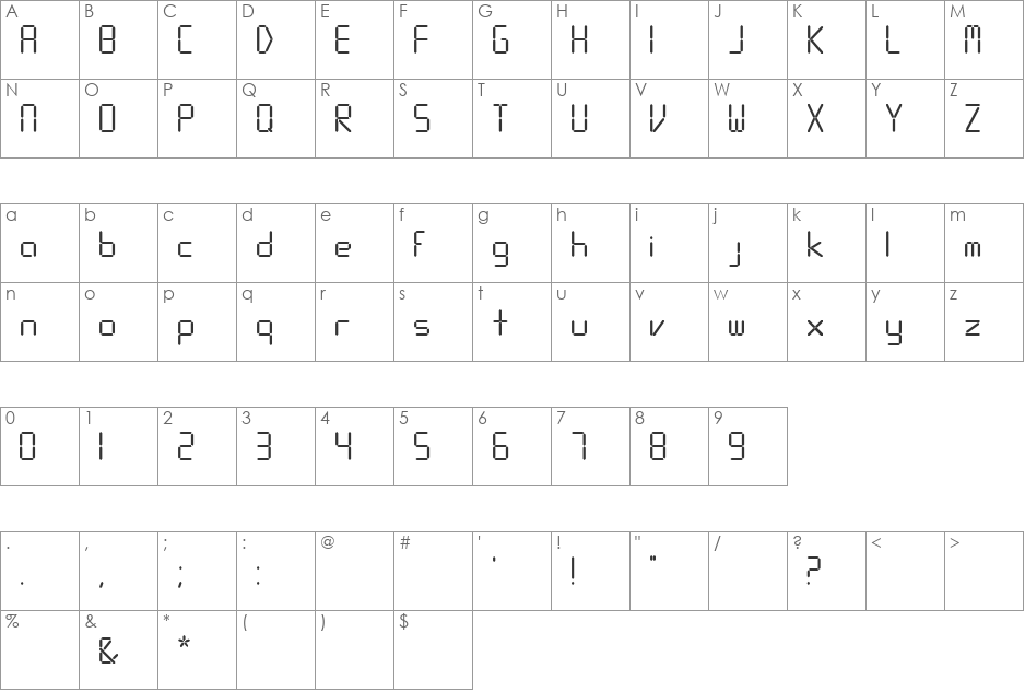 Digitalism font character map preview