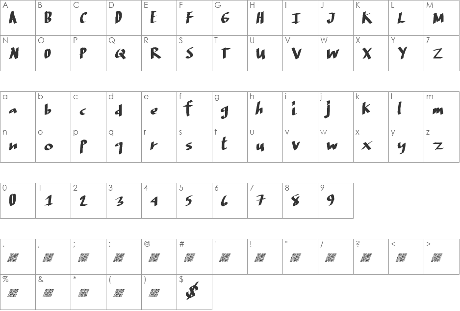 DigitalRiver font character map preview