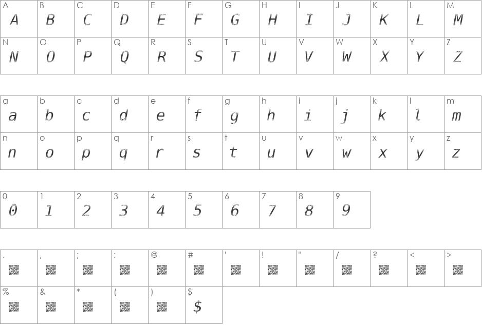 DigitalStream font character map preview