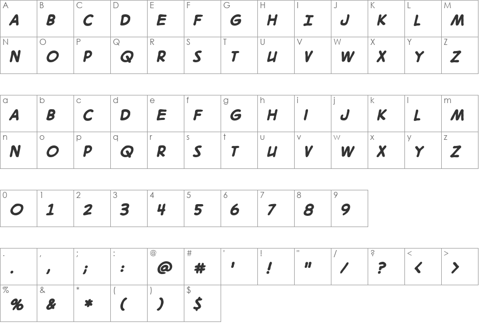 DigitalStrip 2.0 BB font character map preview