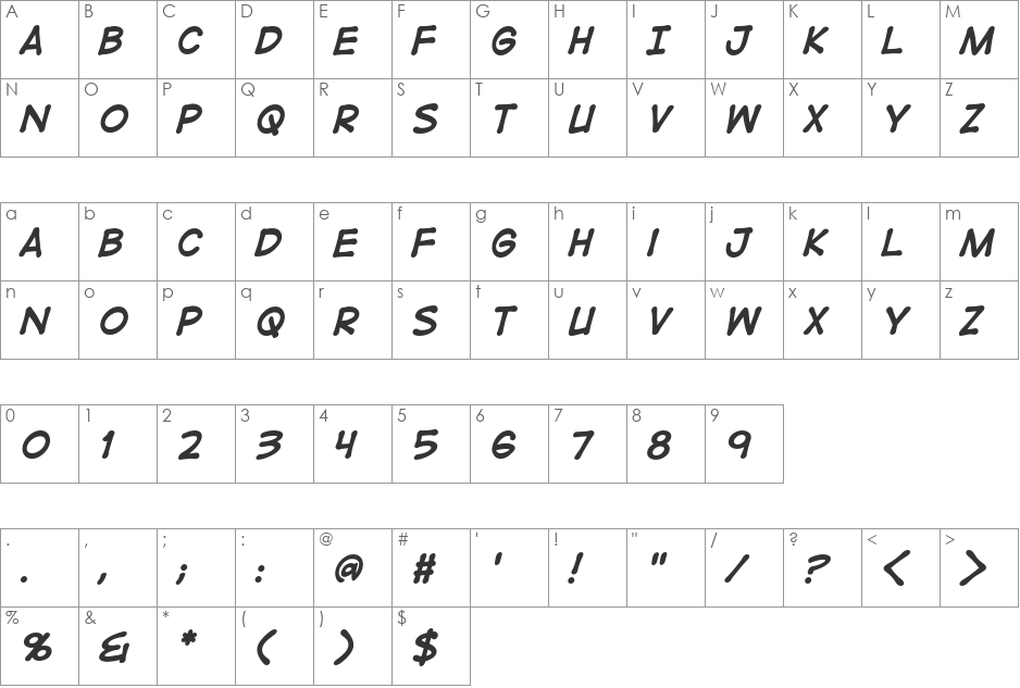 DigitalStrip BB font character map preview