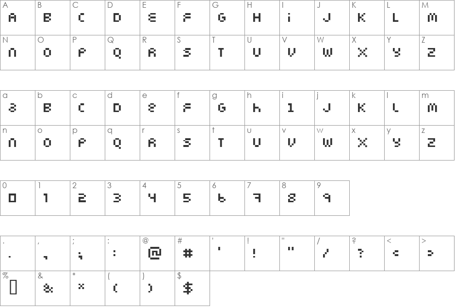Digitype font character map preview