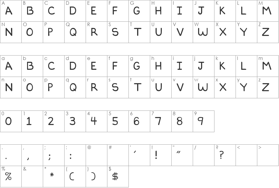 DILBERTFONT2 font character map preview
