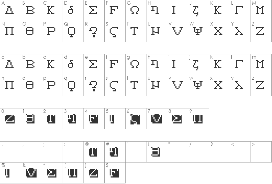Alphabeta font character map preview