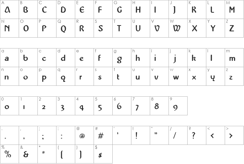 Abbat font character map preview
