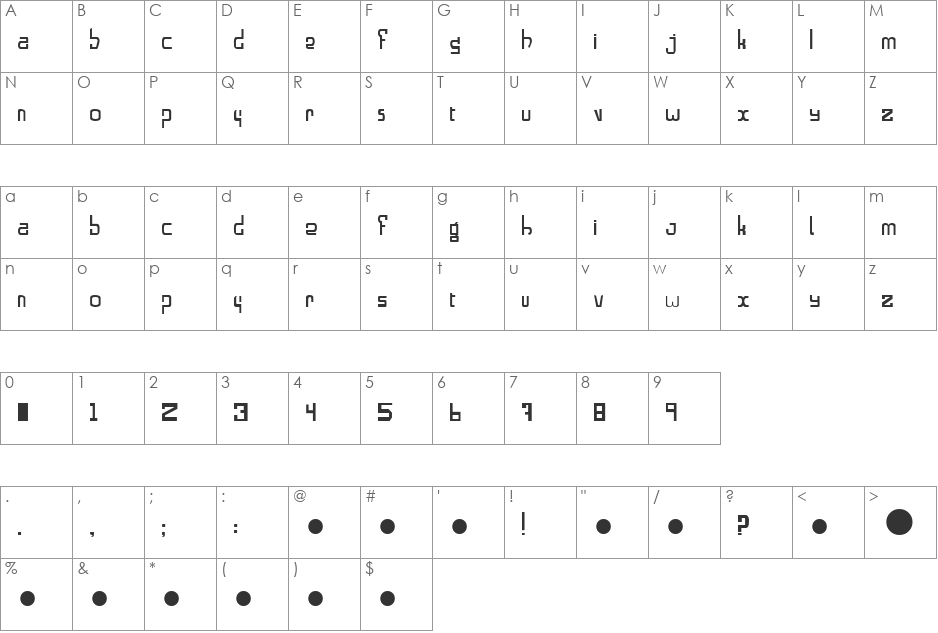 Alphabeta font character map preview