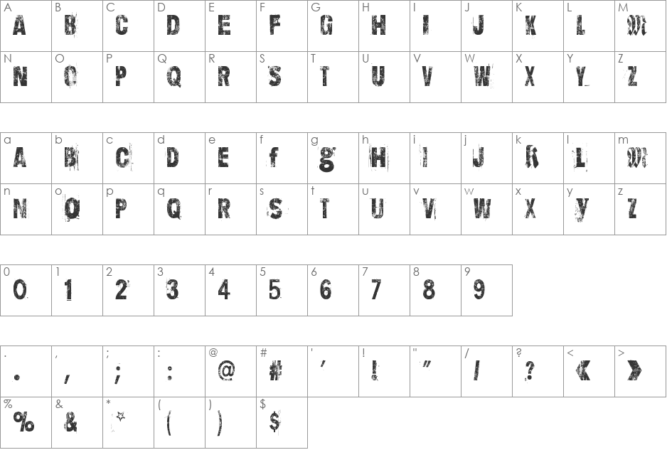 Dime Zero font character map preview