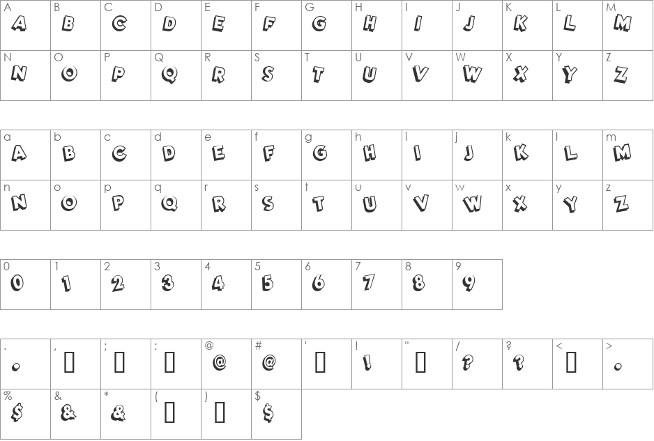 DimWitRight font character map preview