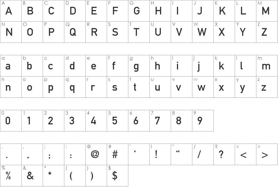 DIN 1451 Mittelschrift font character map preview