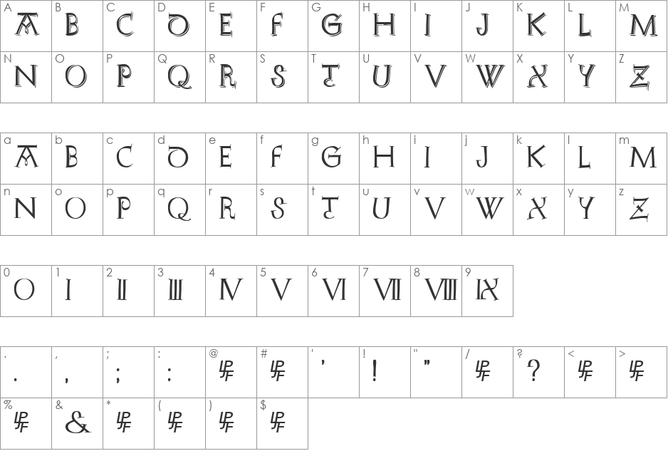 AlphaBeticum Capitals font character map preview
