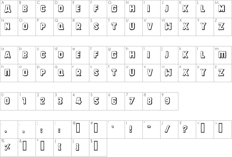 Dinarjev Republika font character map preview