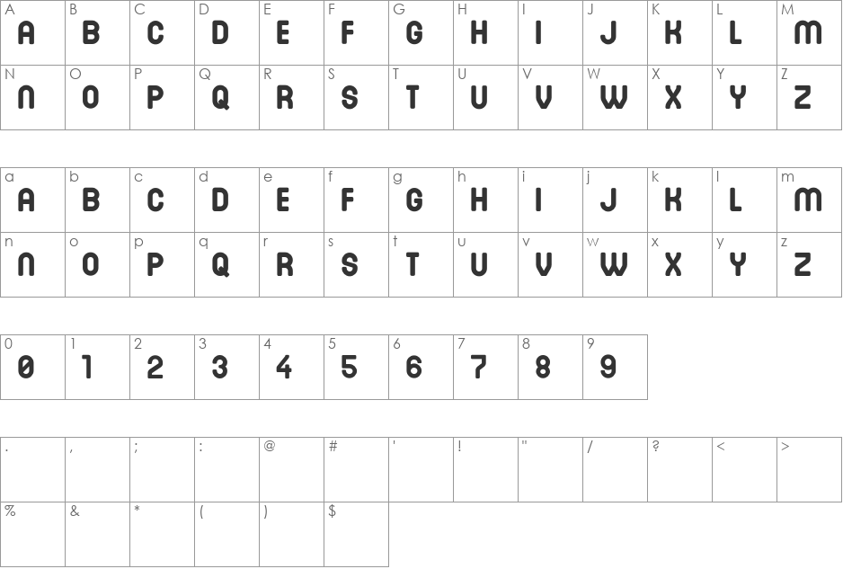 DINASTI font character map preview