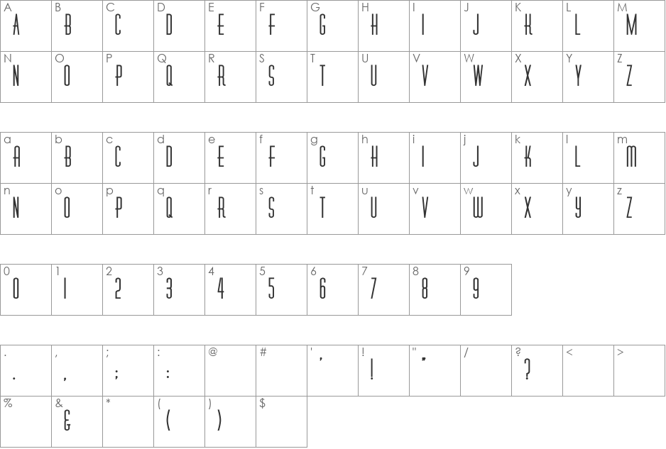 Diner-Fatt font character map preview