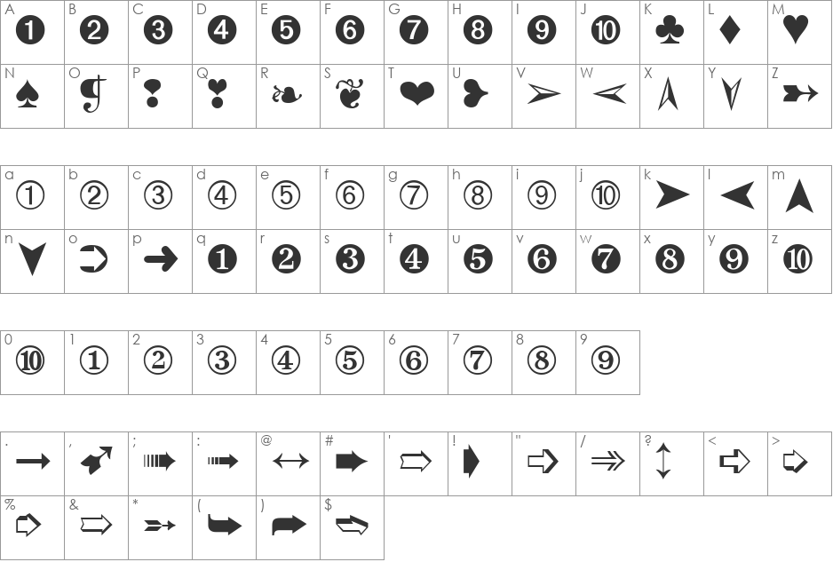 DingbatsTwo font character map preview
