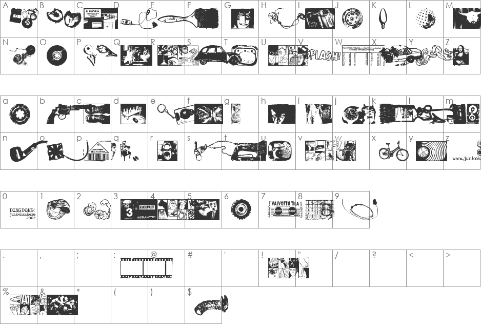 DINGDONG font character map preview