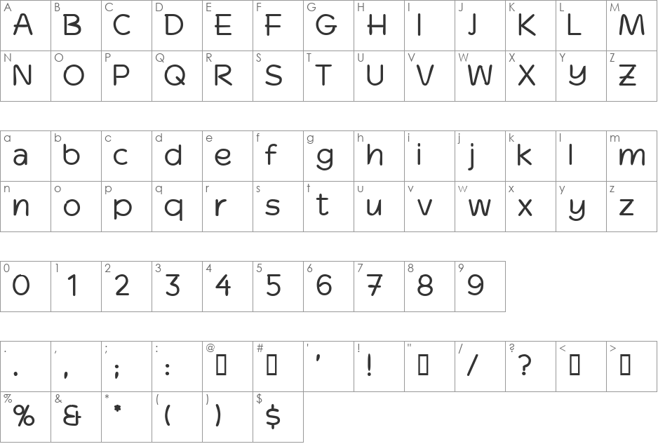 DinkoSSi font character map preview