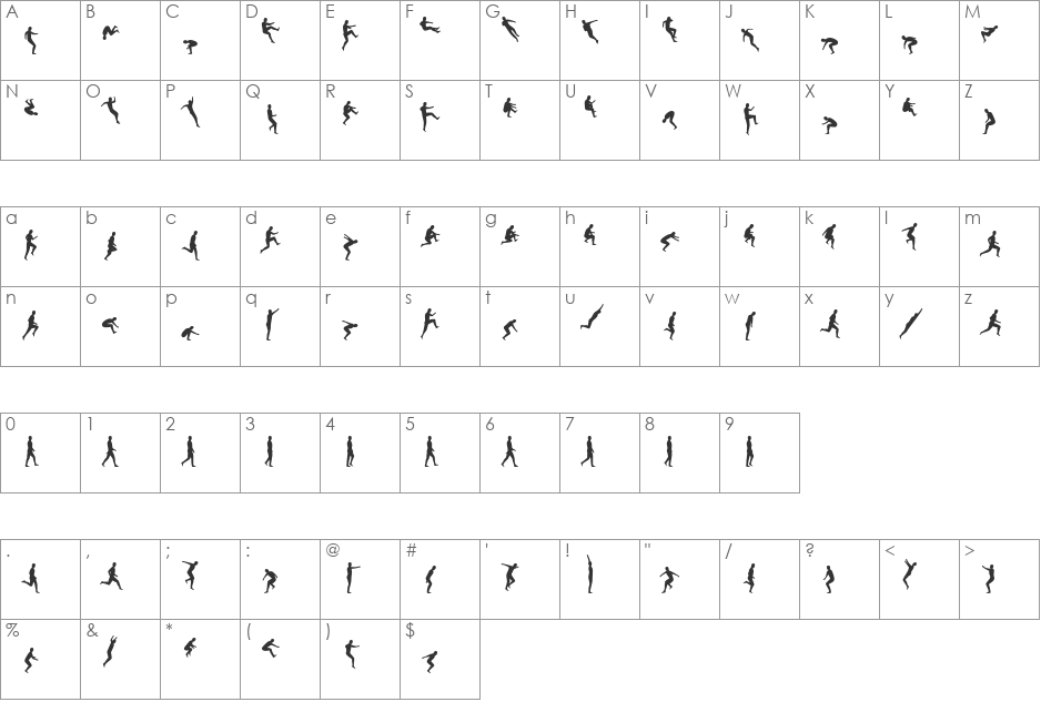 DinkoSSK font character map preview
