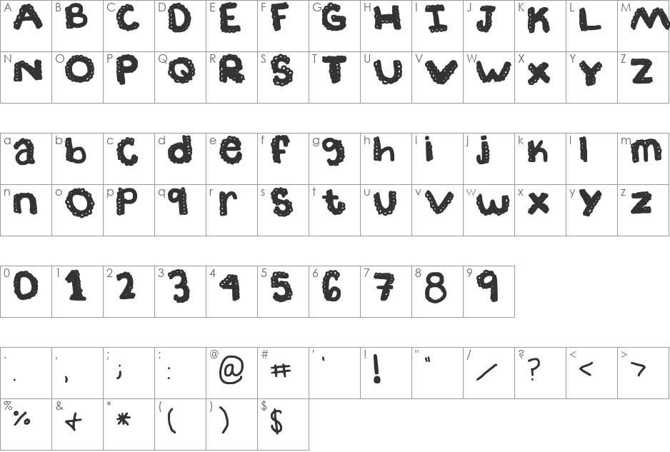 dinosaur font character map preview