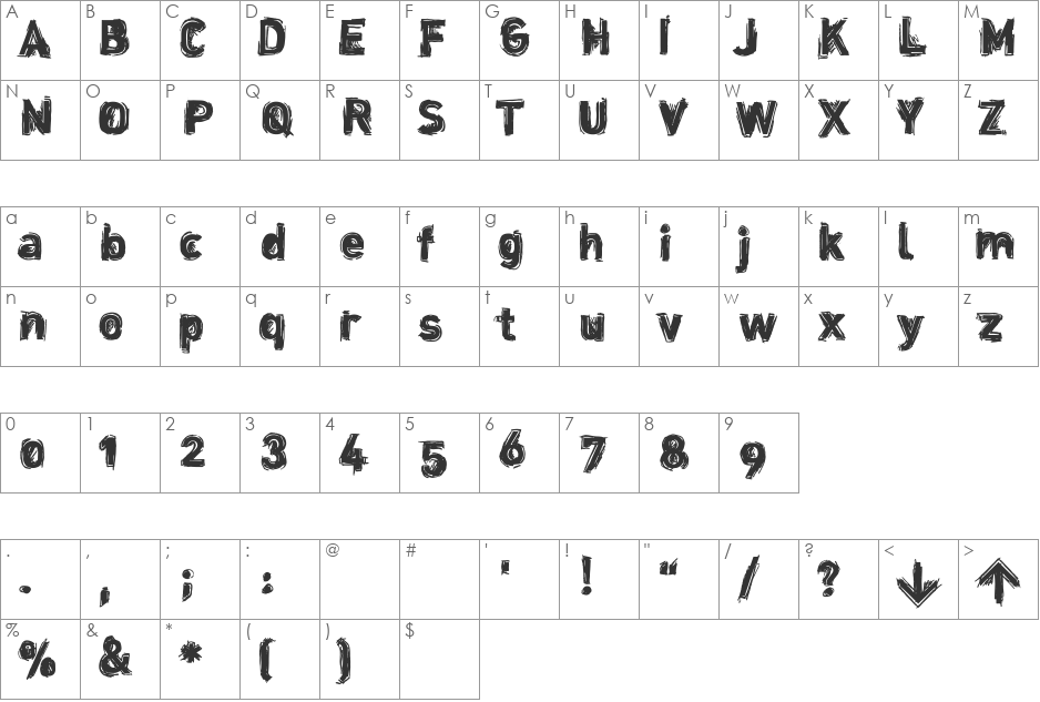 dinstik font character map preview