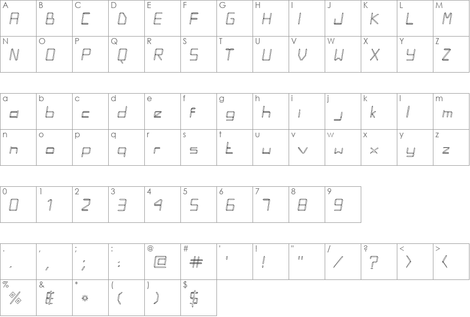 Diodes Light font character map preview