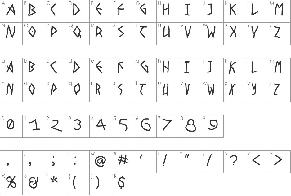 Diogenes font character map preview