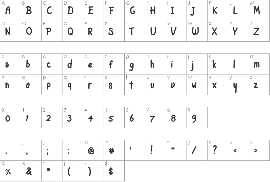 Dion font character map preview