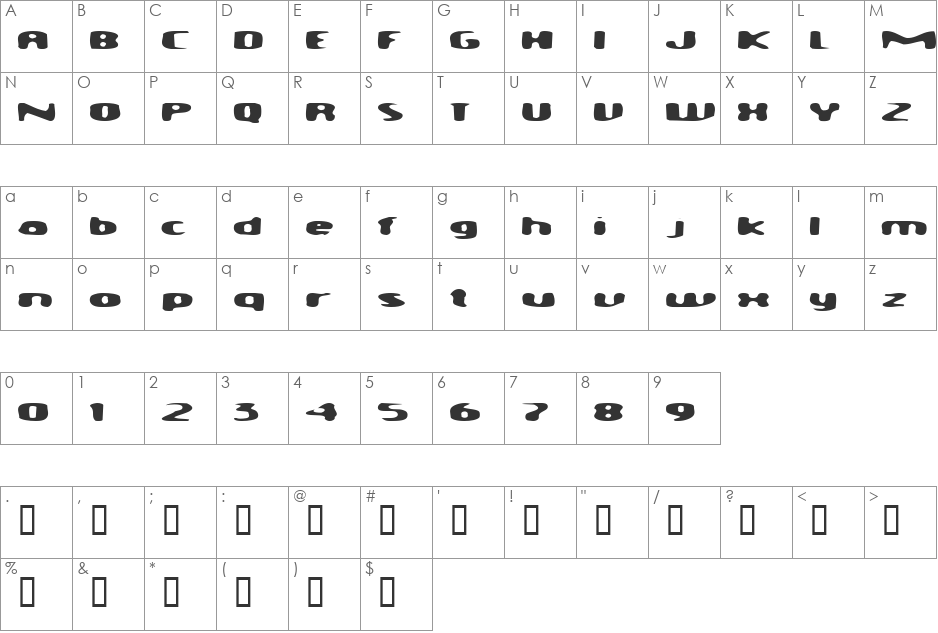 Dioptrin font character map preview
