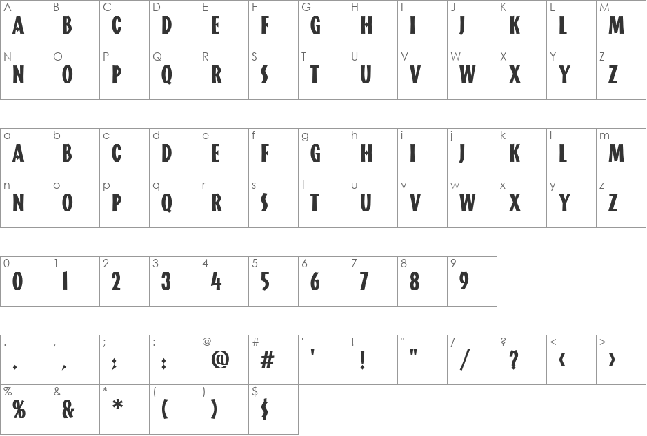 Diplomat font character map preview