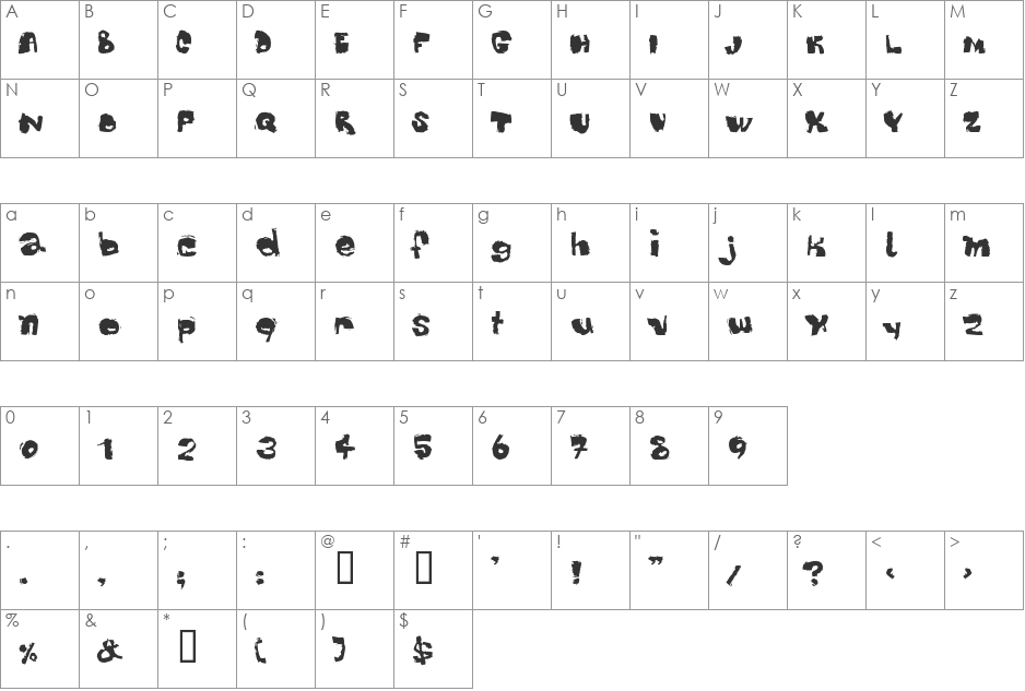 Dippex font character map preview