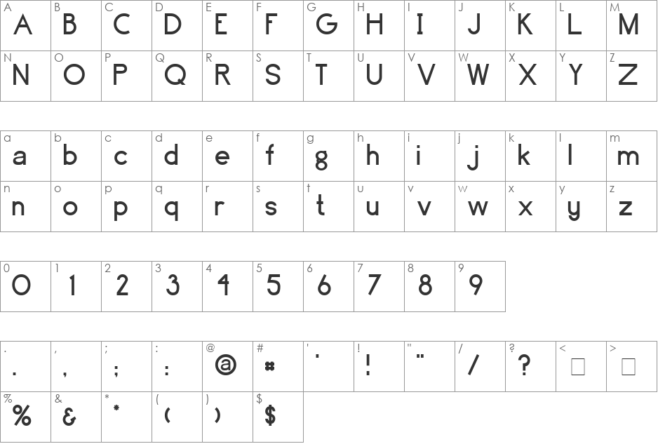 Direct font character map preview