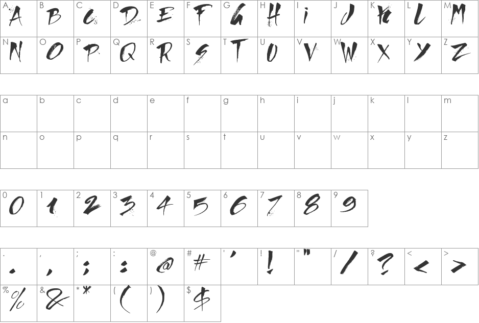 Direct du Gauche font character map preview