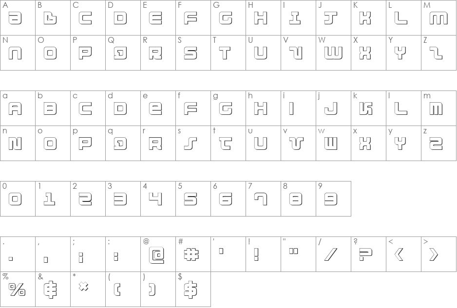 Direktor 3D font character map preview