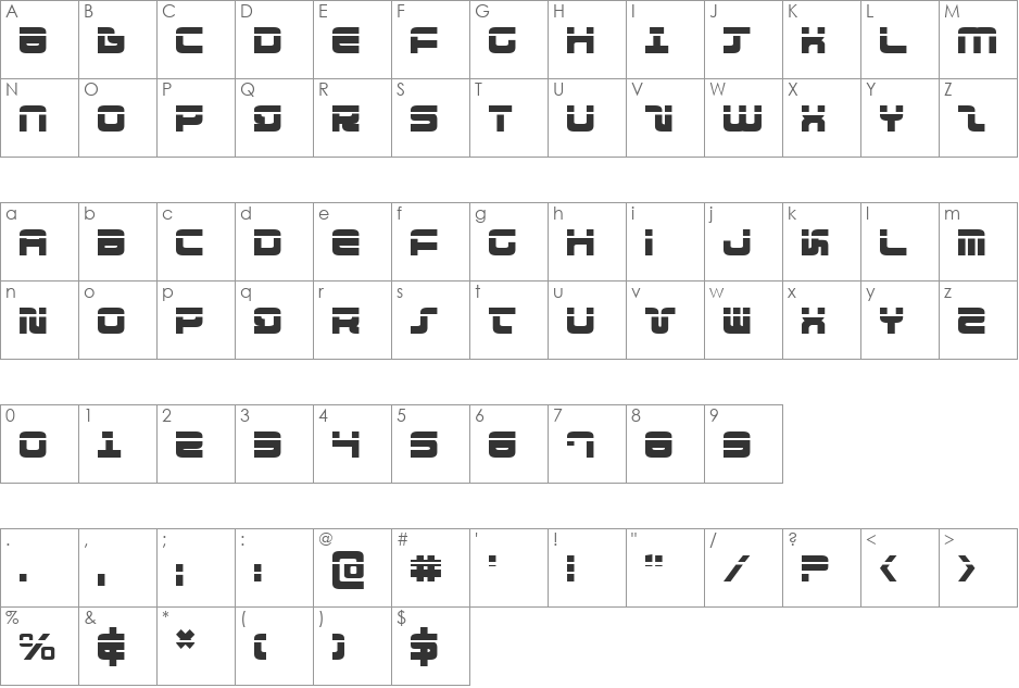 Direktor Laser font character map preview