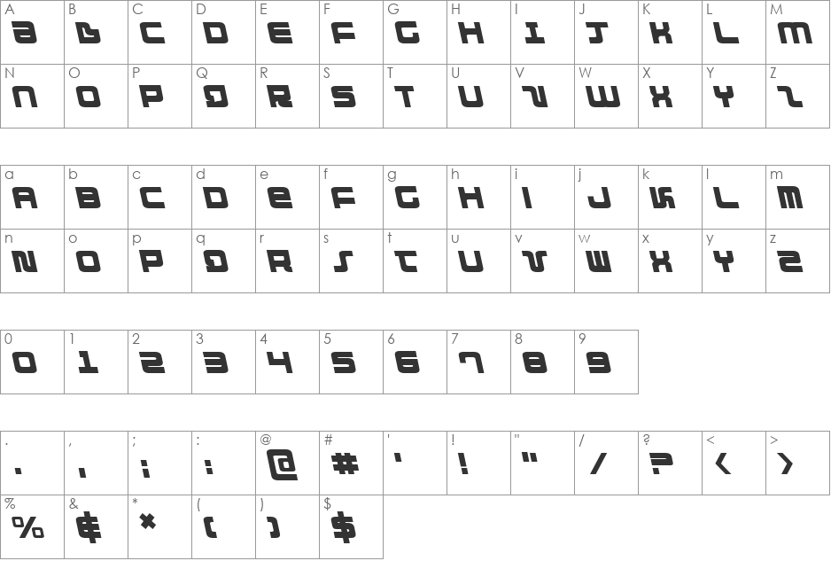 Direktor Leftalic font character map preview
