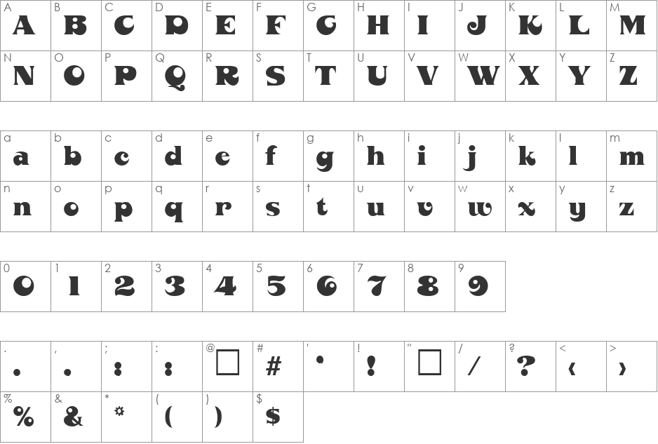Dirigent font character map preview