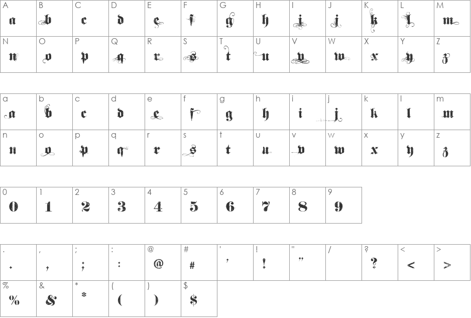 Dirt2 SoulStalker font character map preview