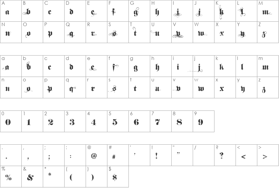 Dirt2 SoulStalker font character map preview