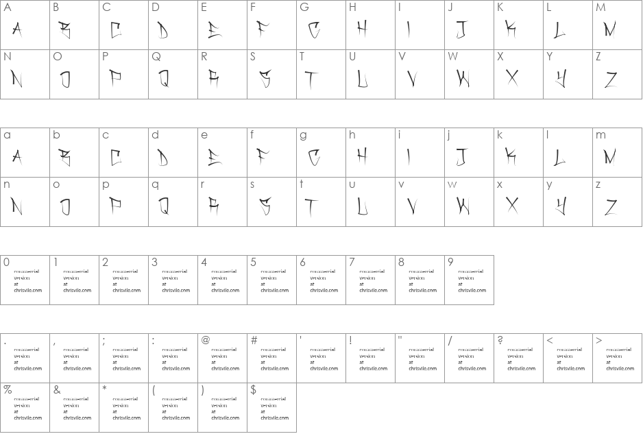 Dirtgrub Graffiti font character map preview