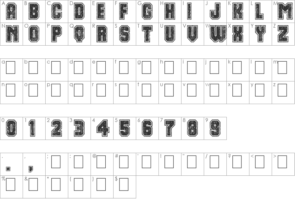 Dirty Bowl 86 font character map preview