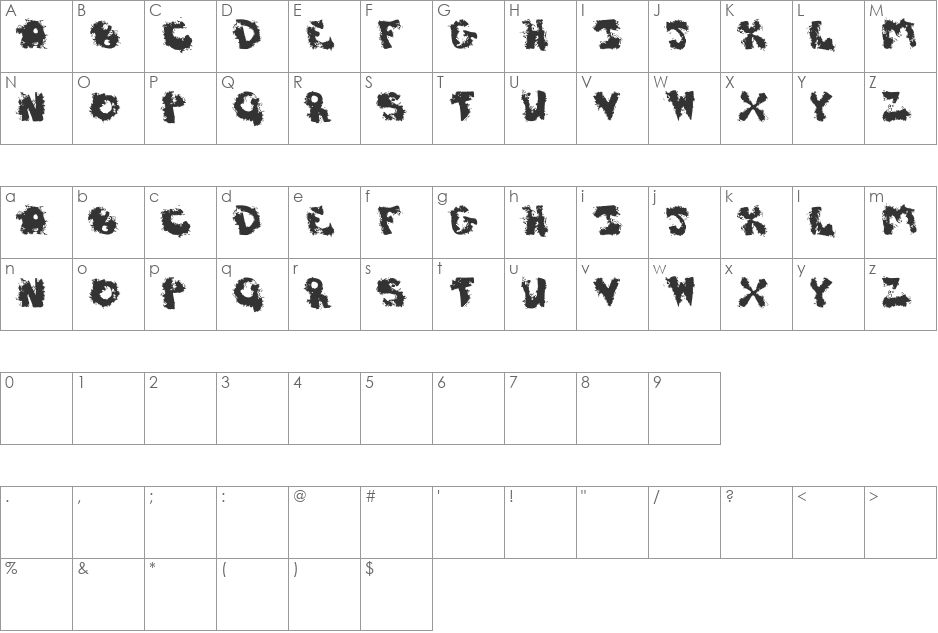 Dirty Joe font character map preview