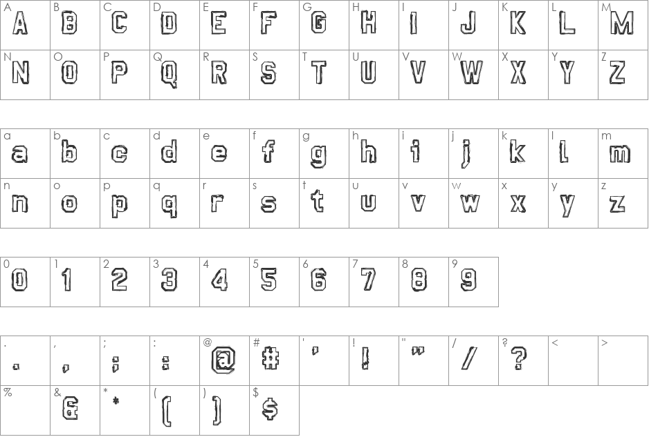 Dirty Play font character map preview