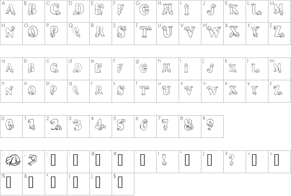 AlphaElephant font character map preview
