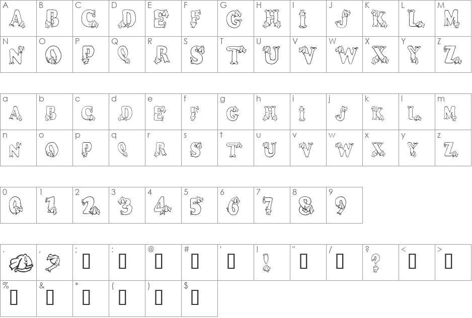 AlphaElephant font character map preview