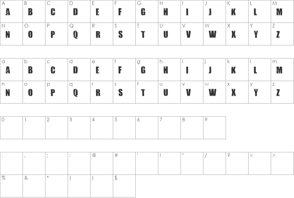 DIRTYBAG font character map preview