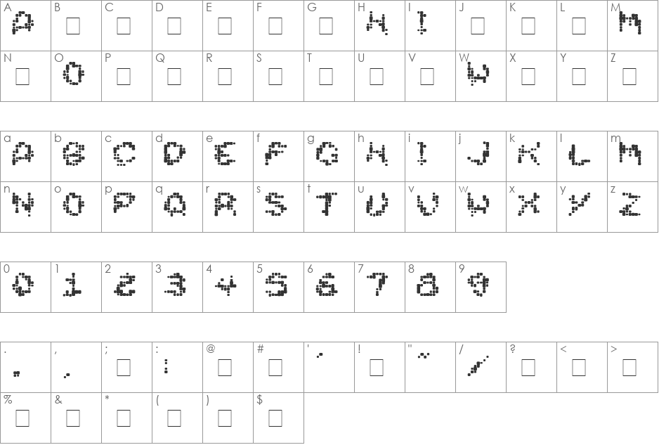 DirtyHead font character map preview