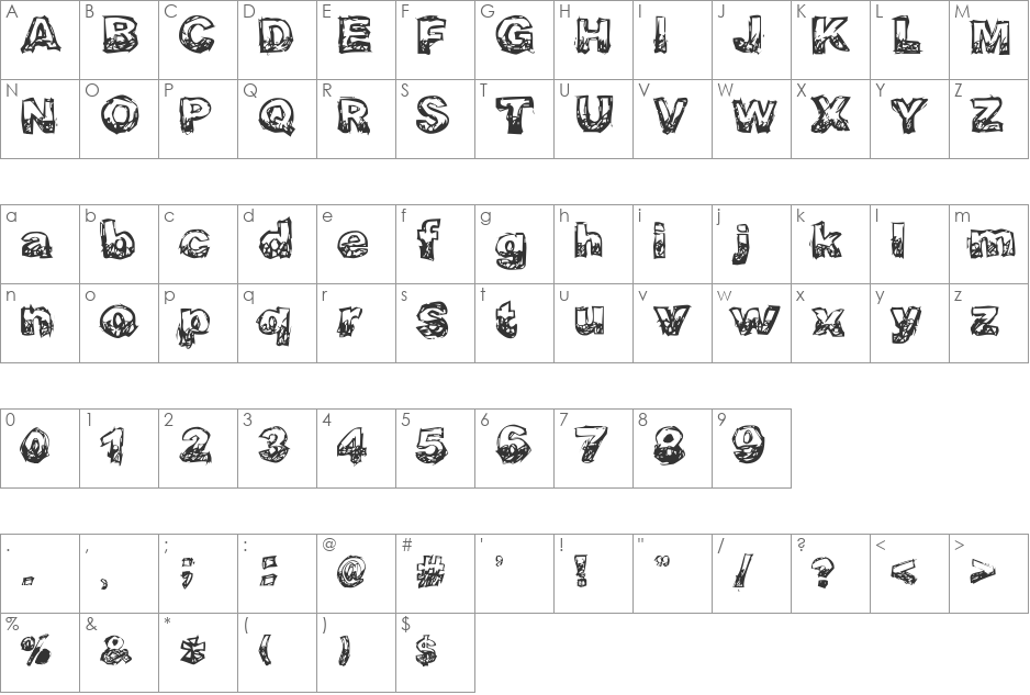 DirtyUncle font character map preview
