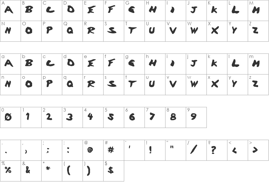 Discharge font character map preview